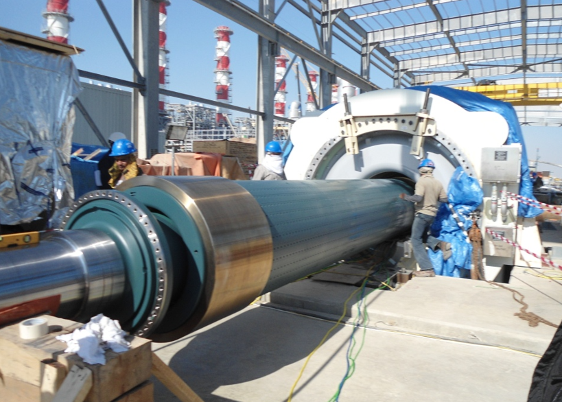 Turbine rotor being installed at a power plant